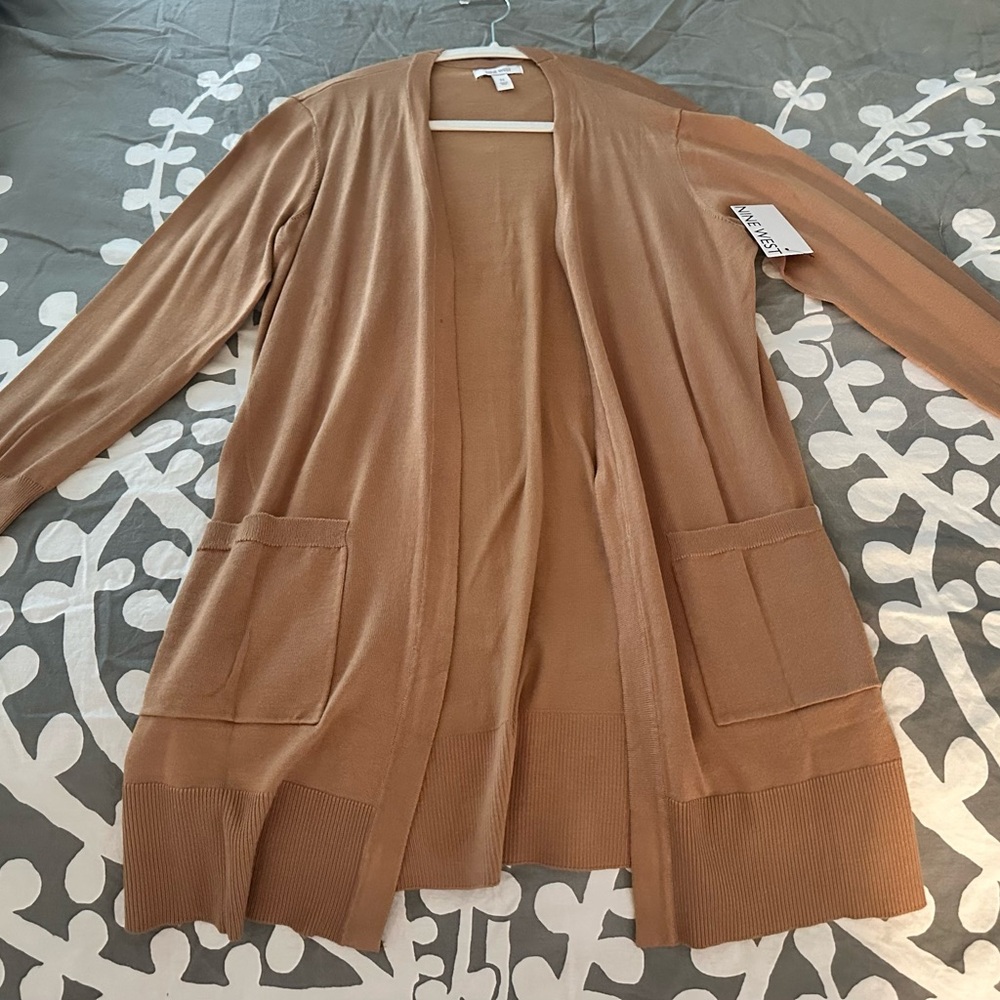Nine West Tan Open Front Cardigan